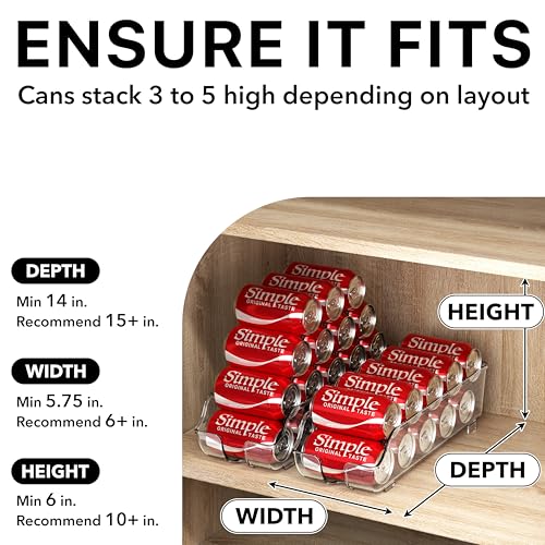 Simple Houseware Soda Can Organizer and Dispenser for Refrigerator / Pantry, Clear, Set of 2