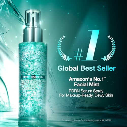 ANUA PDRN Collagen Glow Facial Serum Spray, Hydrating Face Mist, Hyaluronic Acid, dewy glass finish, All Skin Types, Instant Plumping Hydration, Firming Care, Korean Skincare, 3.38 fl oz
