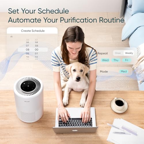 LEVOIT Air Purifier for Home Bedroom Dorm Room, Smart & Voice Control, AHAM VERIFIDE, 3-in-1 Filter With HEPA Sleep Mode, for Pollen, Pollutants, Smoke, Dander, Dust, Core 200S-P, White