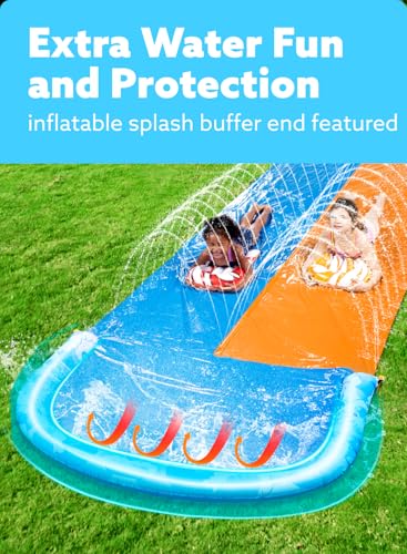 JOYIN 22.5ft Water Slides and 2 Bodyboards, Lawn Water Slide Summer Slip Waterslides Water Toy with Build in Sprinkler for Backyard Outdoor Water Fun for Kids