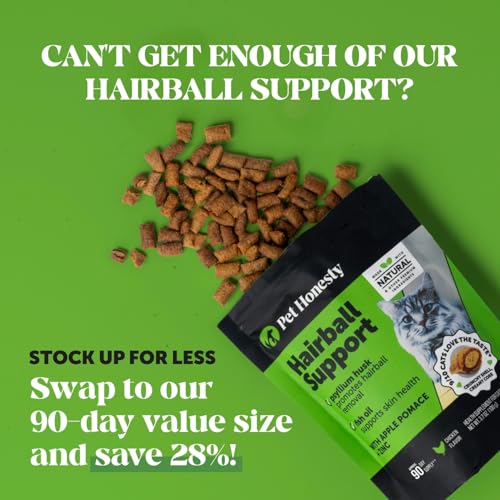 Cat Hairball Support Crunchy & Creamy Chews, Hairball Remedy Treats, Cat Furball Treatment, Supports Skin & Coat, Vitamins for Digestion, Chicken (30-Day Supply)