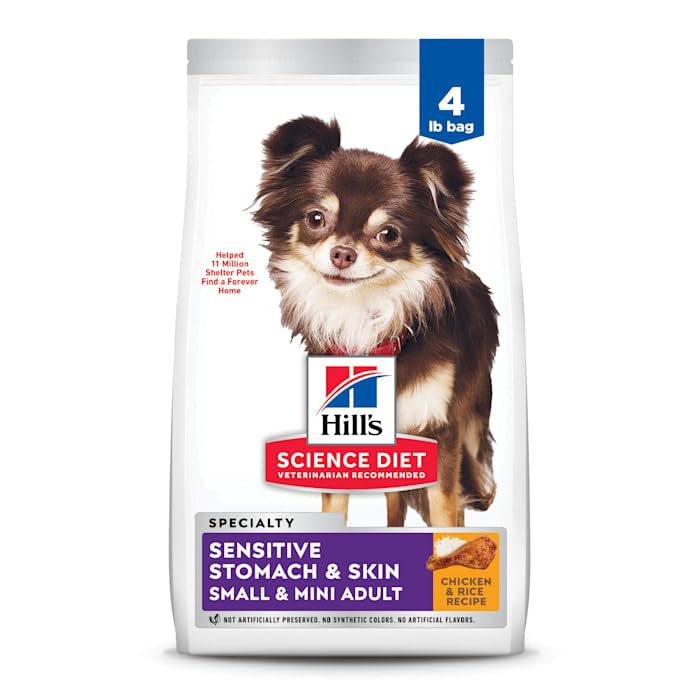 Hill's Science Diet Adult Sensitive Stomach & Skin Small & Mini Dry Dog Food, Chicken, 4 lb. Bag (Updated Formula)