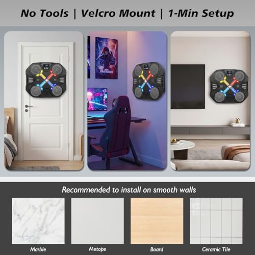 Music Boxing Machine Sport Toys for Kids and Adults,Wall Mounted Bluetooth Smart Punching Target,Training Pad Toy with Boxing Glove,Ideas Toys for Boys Girls Kids 3 4 5 6 7 8 9 10 11 12+ Years Old