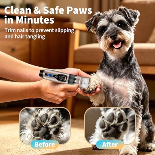 Dog Clippers for Grooming,Dog Grooming Kit for Heavy Thick Hair&Coats/Low Noise Rechargeable Cordless Hair Trimmer/Pet Shaver with Paw Trimmer for Small & Large Dogs Cats