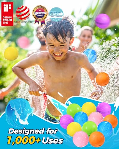 Tlitlimom 16Pcs Reusable Water Bomb Balloons, Pool Beach Toys for Kids ages 3-12, Summer Toy Water Toy for and Girls, Outdoor Activities Water Games Toys Self Sealing Water Splash Ball for Fun