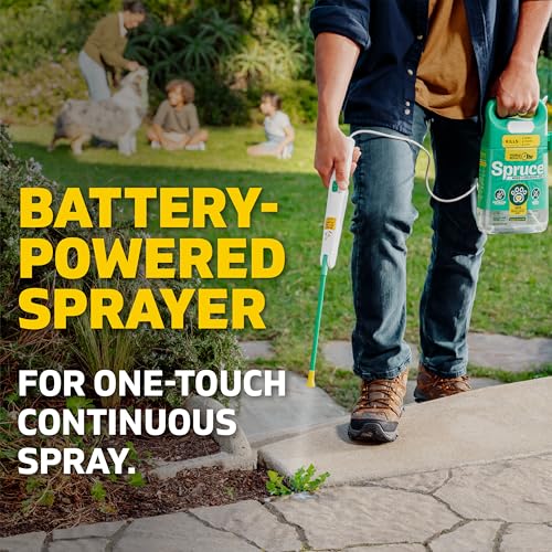 Spruce Weed Killer Spray Power Wand Kit - Weed + Grass Killer₃ Reusable Weed Sprayer, Spot-Treating Kills Weeds in Lawns and Gardens, Additional 2 AA Batteries Included for Continuous Power (64 oz)