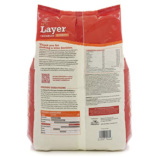 Manna Pro Chicken Feed, 16% Protein Layer Crumbles with Probiotics for Digestive Health, Complete Feed for Laying Hens to Support Egg Production, Nutrient-Rich Chicken Food, Made in USA, 8 lb Bag