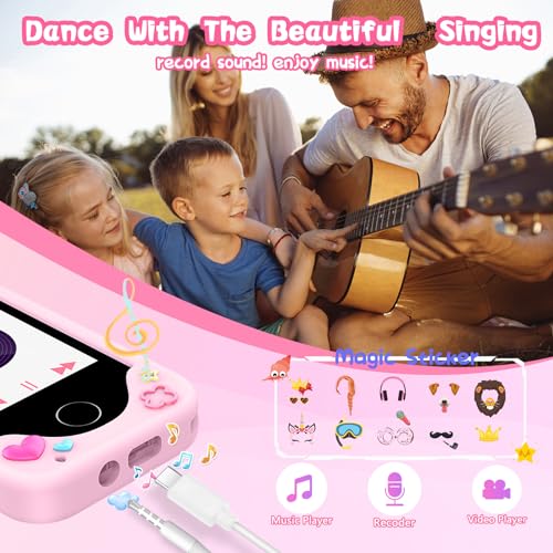 Kids Smart Phone with Dual Camera, Game & Music Player, Toddler Learning Play Toy Cell Phone, Gifts for Girls, Christmas, Birthday, Age 3-10, Light Pink