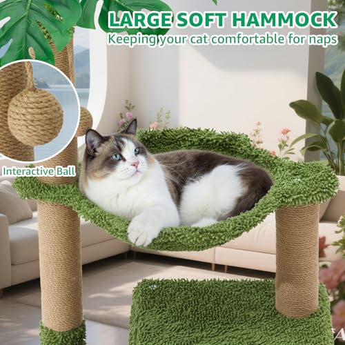 Woochpet 37" Cat Tree Tower for Indoor Cats Multi-Functional Comfy Cat Bed - with Sturdy Scratching Post, Cozy Hammock for Kittens and Small Cats,Cute Cat Tower with Fun Mouse Hole and Toy Ball
