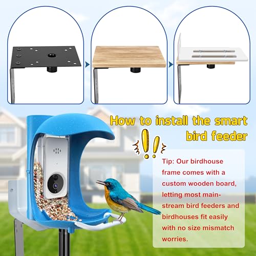 Ottsuls Bird Feeder Pole, 109 Inch Heavy Duty Bird House Pole Kit for Outdoors, with 5-Prong Base Feeding Station for Wild Birds Watching, Adjustable Feeder Stand (House Not Included)