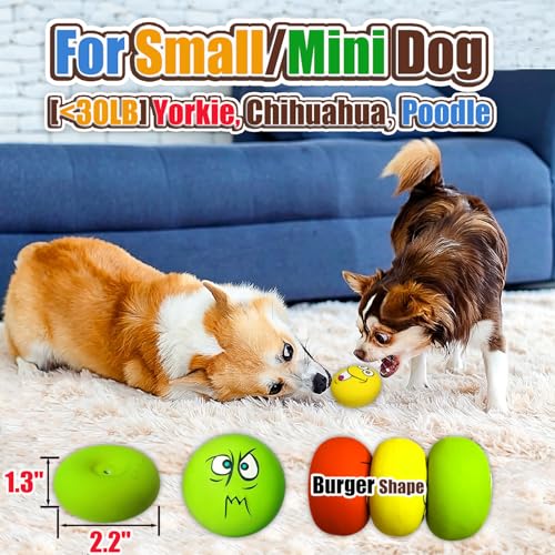 HOLYSTEED Latex Dog Squeaky Toys, Rubber Soft Small Dog Toys Chewing Squeaky Toy, Fetch Play Balls Toy for Puppy Small Pets 6pcs
