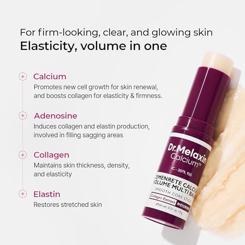 Dr.Melaxin Calcium Multi Balm Stick, Collagen & Elastin Wrinkle Stick, All-in-One Hydrating Balm, Eye & Neck Balm, Makeup Base & Face Moisture Balm, Korean Skincare, 0.31 oz