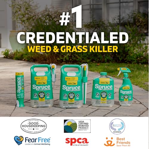 Spruce Weed Killer Spray Power Wand Kit - Weed + Grass Killer₃ Reusable Weed Sprayer, Spot-Treating Kills Weeds in Lawns and Gardens, Additional 2 AA Batteries Included for Continuous Power (64 oz)