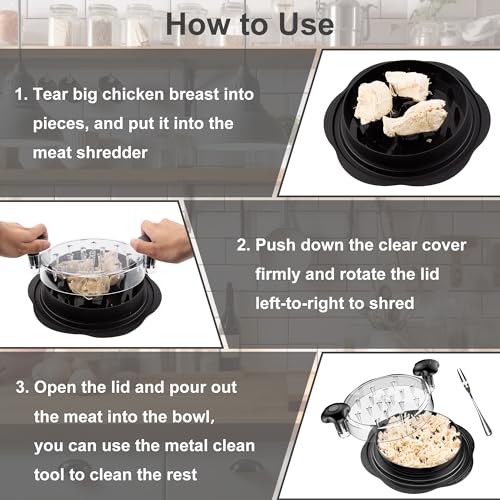 SURETIVIAN Chicken Shredder Tool Twist Large Chicken Breast Shredder with Brush&Fork, Visible Meat Shredder Machine, Strong Anti-Slip Strip, Ergonomic Handle, BPA Free, Suitable for Pork Beef Chicken
