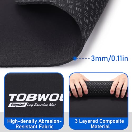 TOBWOLF Non-Slip Workout Mat for Ellipse Leg Exerciser, Ellipse Machine Mat, Exercise Mat for Under Desk Ellipticals, Suitable for Electric Seated Foot Pedal Exerciser, Stability & Floor Protection