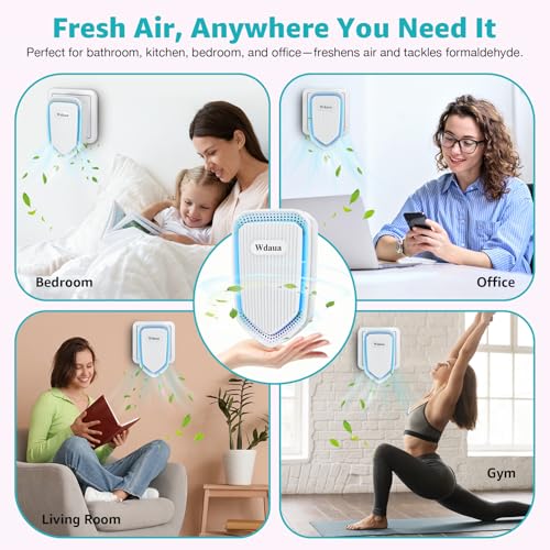 Air Ionizers Plug In Air Purifier 4 Pack Negative Ion Air Purifiers Ionizer for Home, Bedroom, Office, Basement Kitchen Air Freshener Odor Reducer Pets Smoke Smell (4, White)