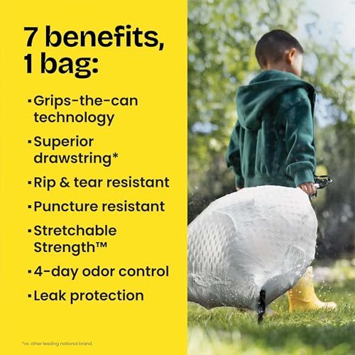 Glad Tall Kitchen Drawstring Trash Bags - Odorshield 13 Gallon White Trash Bag, Febreze Fresh Clean, 110 Count
