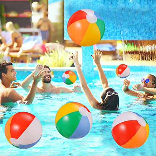 SCIONE Beach Balls Bulk 24 Pack - 9" Inflatable Beachballs Swimming Pool Toys for Kids Summer Water Games, Kids Birthday Party Favors Lua/Hawaiian Tropical Theme Decorations Supplies