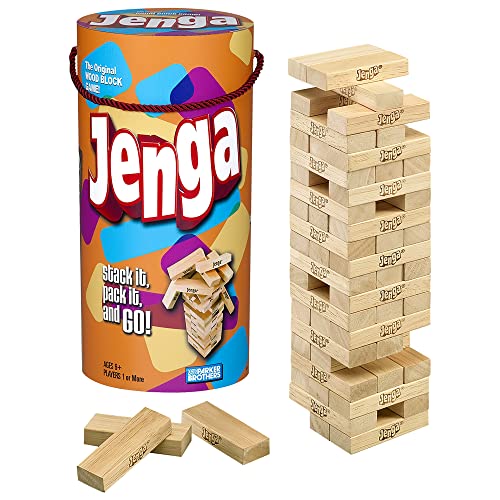 Hasbro Gaming Jenga Wooden Blocks Stacking Tumbling Tower Game | Party Games for Kids & Families | Stocking Stuffers | Ages 6+ ( Exclusive)