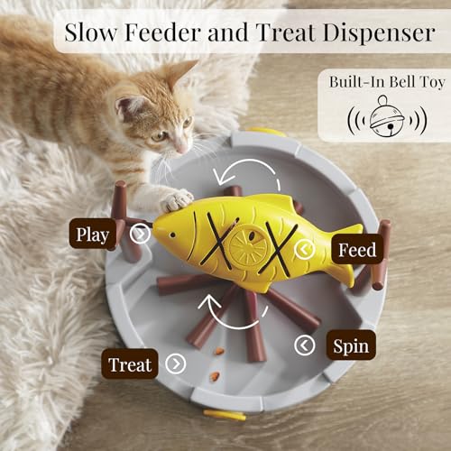PetPals Cat Slow Feeder, Treat Dispenser - Interactive Cat Puzzle Toy for Small Pets & Kittens, Mental Stimulation Pet Food Feeding Toy, Dry Food Dispensing Cat Toy