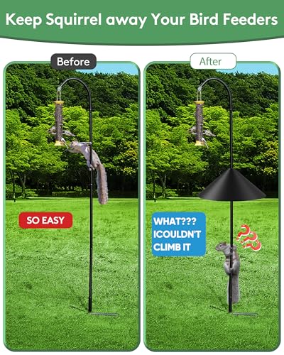 19 Inch Metal Squirrel Baffle for Bird Feeder Pole, Outdoor Squirrel Proof Bird Feeders, Bird House Guard for Shepherd’s Hook, Rust Chew Proof Heavy Duty