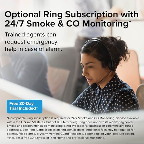 Kidde Smart Smoke and Carbon Monoxide Detector, Ring App Enabled for Real-Time Notifications, Wire-Free Interconnectivity, AA Battery Powered
