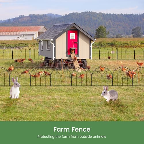 Youpehom Small 12.55"*16.53" Decorative Garden Fencing Border, No Dig Fences Barrier, Black Metal Fence, Garden Edging Fence Panel, Dog Fence Outdoor for Yard, Flower Bed (6 pcs)