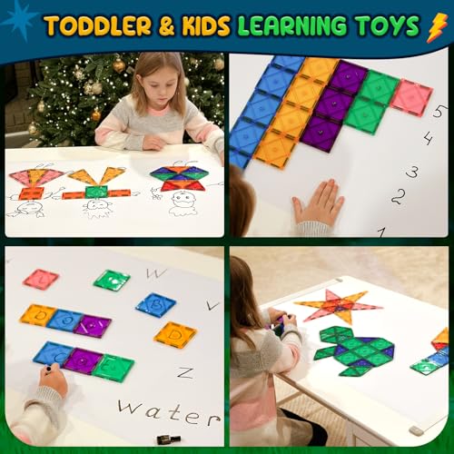 Magnetic Tiles Toddler Toys Magnetic Building Blocks for Kids Ages 3-12 STEM Educational Toys for Girls & Boys Sensory Toys for Kids with Autism Classroom Must Haves Outdoor Toys