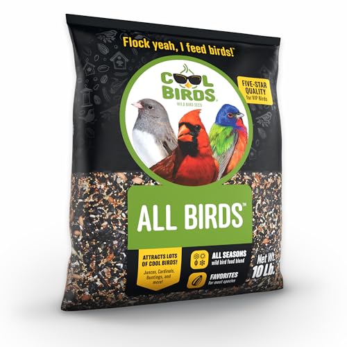 Cool Birds All Birds Wild Bird Seed – 10 lb. Classic Blend with Black Oil Sunflower, White Millet, Safflower, Peanuts & Sunflower Hearts – Balanced Bird Food for Outside Feeders