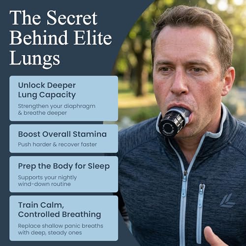Expand-A-Lung | Breathing Exercise Fitness Trainer | Inspiratory Muscle Strength Tool | Breathe Easier with Stronger Lungs | Dual-Way Inhale-Exhale Adjustable Resistance Settings
