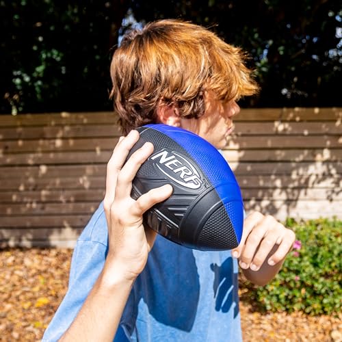 NERF Kids Foam Football - Pro Grip Youth Soft Foam Ball - Indoor + Outdoor - Small NERF Foam Football - 9" Inch Youth Sized Ball - Blue + Black