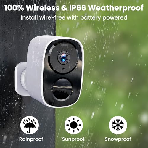 2026 Upgraded 2K Security Cameras Wireless Outdoor, Free Cloud Storage, 1-6 Months Battery Life, Waterproof, 2-Way Talk, AI Motion Detection Spotlight Siren Alarm Cameras for Home Security
