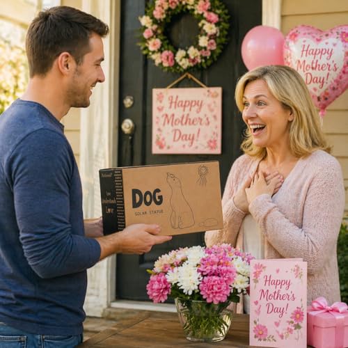 Garden Statue Dog Figurine Decor – Outdoor Decoration with Butterfly for Garden Yard Lawn Home Decor Outside : Mothers Day Memorial Gifts for Women Mom Grandma