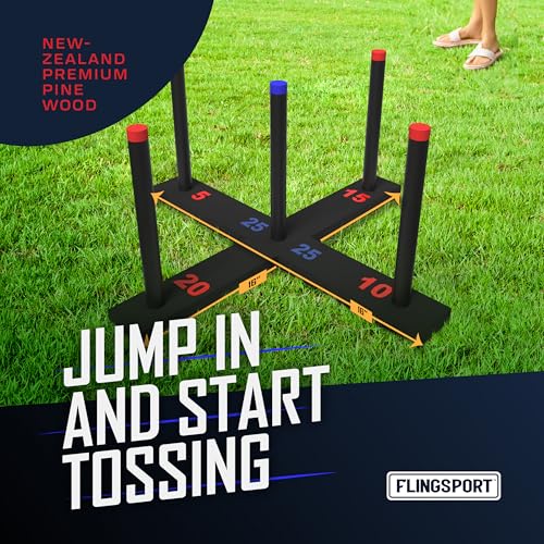 FLINGSPORT Ring Toss Game, Incl. 6 Rings, Case, Gifts for Kids, Outdoor Yard Games for Kids Adults & Family, Backyard Party Activities, Gifts for Teens, Boys & Girls Ages 8-12+ Years Old