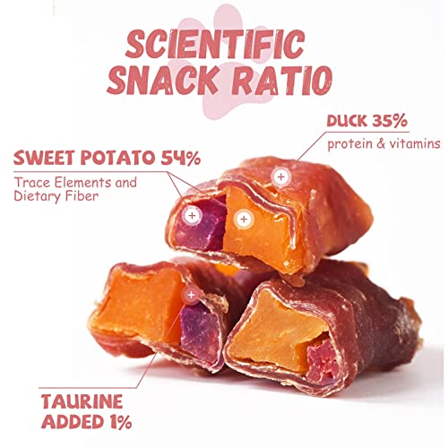Pawmate Duck Double Purple Sweet Potato Wraps Dog Treats, Healthy Low Fat Dog Jerky High Protein for Training Treats Snacks, Chewy for Small Medium Large Dogs 12-15 Counts