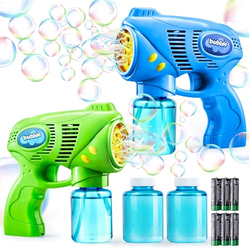 JOYIN 2 Kids Bubble Gun with 2 Bottles Refill Solution, Bubble Machine Gun for Toddlers Kids 4-8, Party Favors, Summer Toy, Outdoors, Easter, Birthday Gift