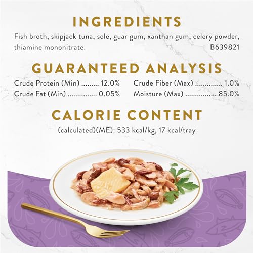 Purina Fancy Feast Appetizers Lickable Grain Free Wet Cat Food Topper Skipjack Tuna Appetizer with Sole - (Pack of 10) 1.1 oz. Trays