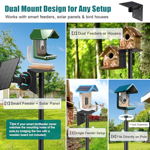 Heavy Duty Bird Feeder Pole - 88" Adjustable Bird House Stand Outdoor, Anti-Tip Auger & Stable Mount for Smart Camera Birdfeeder,Bluebird House, Bird Buddy, Birdfy