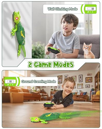 Wall Climbing Lizard,Wall Crawler Gecko,Remote Control Car Robot for Kids,Floor Ceiling Crawling Electric Lizard,Cool Prank Toy,Christmas Birthday Gifts for 3 4 5 6 7 8 9 10+ Year Old Boys Girls Teens