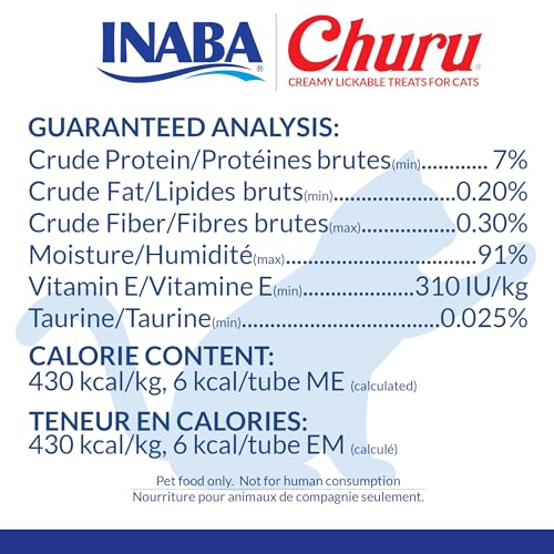 INABA Churu Cat Treats, Lickable, Squeezable Creamy Purée Cat Treat with Green Tea Extract & Taurine, 0.5 Ounces Each Tube, 24 Tubes (4 per Pack), Chicken Recipe