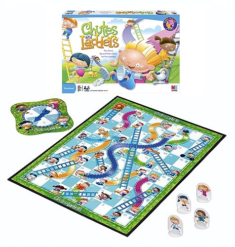 Hasbro Gaming Chutes and Ladders Board Game, 2 to 4 Players, Easter Gift for Kids, Preschool Classroom Games, Ages 3+ ( Exclusive)