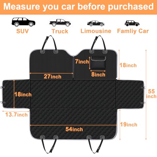 Mancro Dog Car Seat Cover for Back Seat, 2026 Upgraded 600D Heavy Duty Waterproof & Scratch-Resistant Dog Hammock for Car, Back Seat Pet Cover for Dogs with Sedan, Trucks and SUVs, Standard, Black