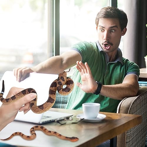 2Pcs Realistic Fake Snakes Toy Lifelike Rubber Rattlesnake Snake -to Keep Birds Away- Garden Plastic Scare Birds for Prank Stuff or Halloween Decorations Props