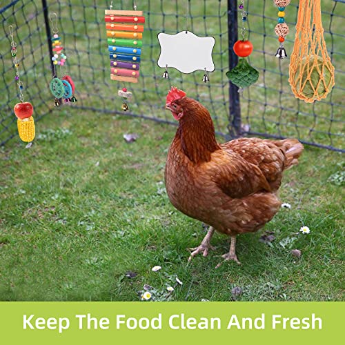Chicken Toys for Coop 12PCS Set, KAKUNM Chicken Enrichment Toys，Including Xylophone, Swing Set, Mirror Toy, Flexible Ladder, Vegetable String Bag and Hanging Feeder, Coop Accessories for Hens