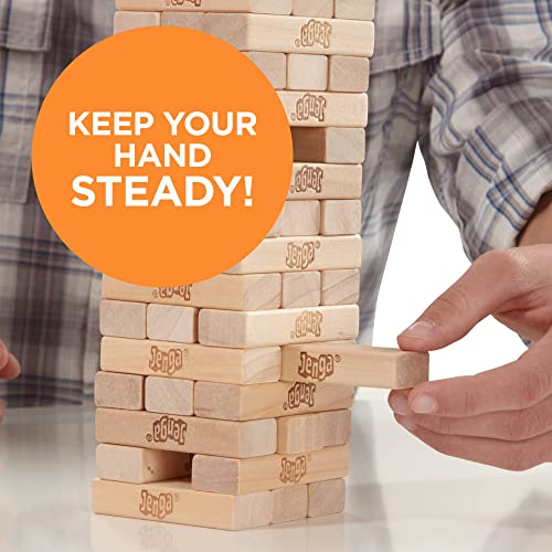 Hasbro Gaming Jenga Wooden Blocks Stacking Tumbling Tower Game | Party Games for Kids & Families | Stocking Stuffers | Ages 6+ ( Exclusive)