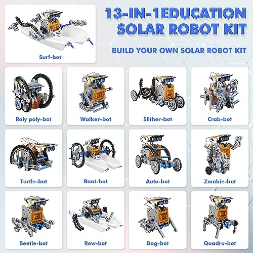 Bottleboom STEM 13-in-1 Education Solar Power Robots Toys for Boys Age 8-12, Educational Toy Science Kits for Kids Experiment Robotics Set Birthday Gifts for 8 9 10 11 12 Years Old
