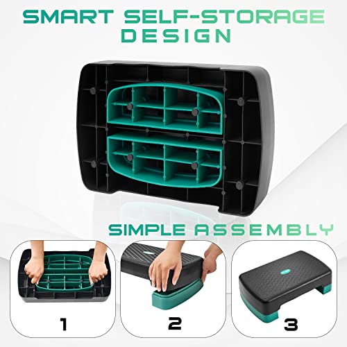 Yes4All Aerobic Exercise Step Platform, Exercise Stepper with Risers for Cardio and Strength Training, Workout Stepper for Home Gym