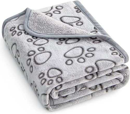 Stuffed® Premium Soft Dog Blanket Washable, 40"x32" Cat Blanket for Indoor Cats Large Medium Small Dog Puppy Essentials (Grey)