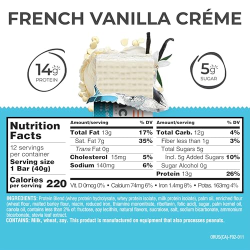 Power Crunch Protein Energy Wafer Bars, French Vanilla Creme, 1.4 Ounce (12 Count)