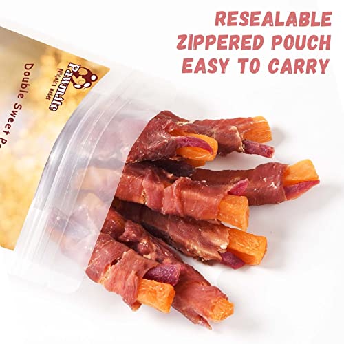 Pawmate Duck Double Purple Sweet Potato Wraps Dog Treats, Healthy Low Fat Dog Jerky High Protein for Training Treats Snacks, Chewy for Small Medium Large Dogs 12-15 Counts